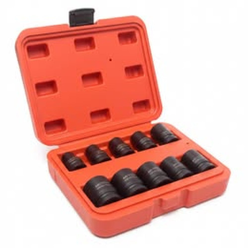 10pc HEAVY DUTY 1/2" Drive 6PT Metric IMPACT Socket Set (10-24mm) - CR-MO